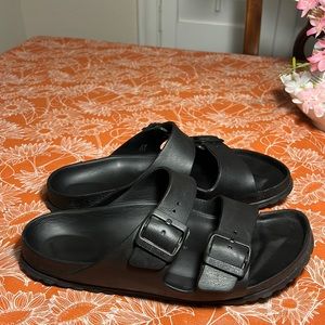 Birkenstock Arizona essentials sandals.